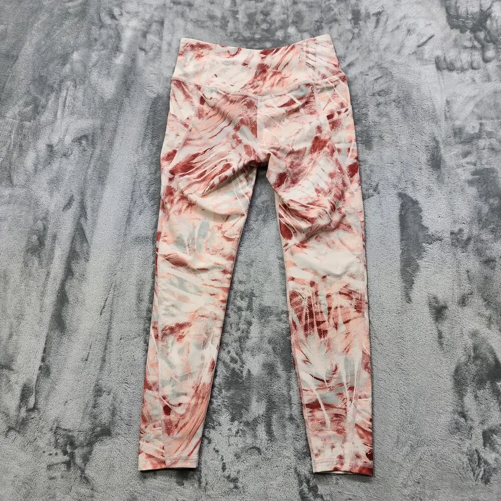 Old Navy Active Pants Womens M Pink Gray Red Powersoft High Rise Leggings Go Dry